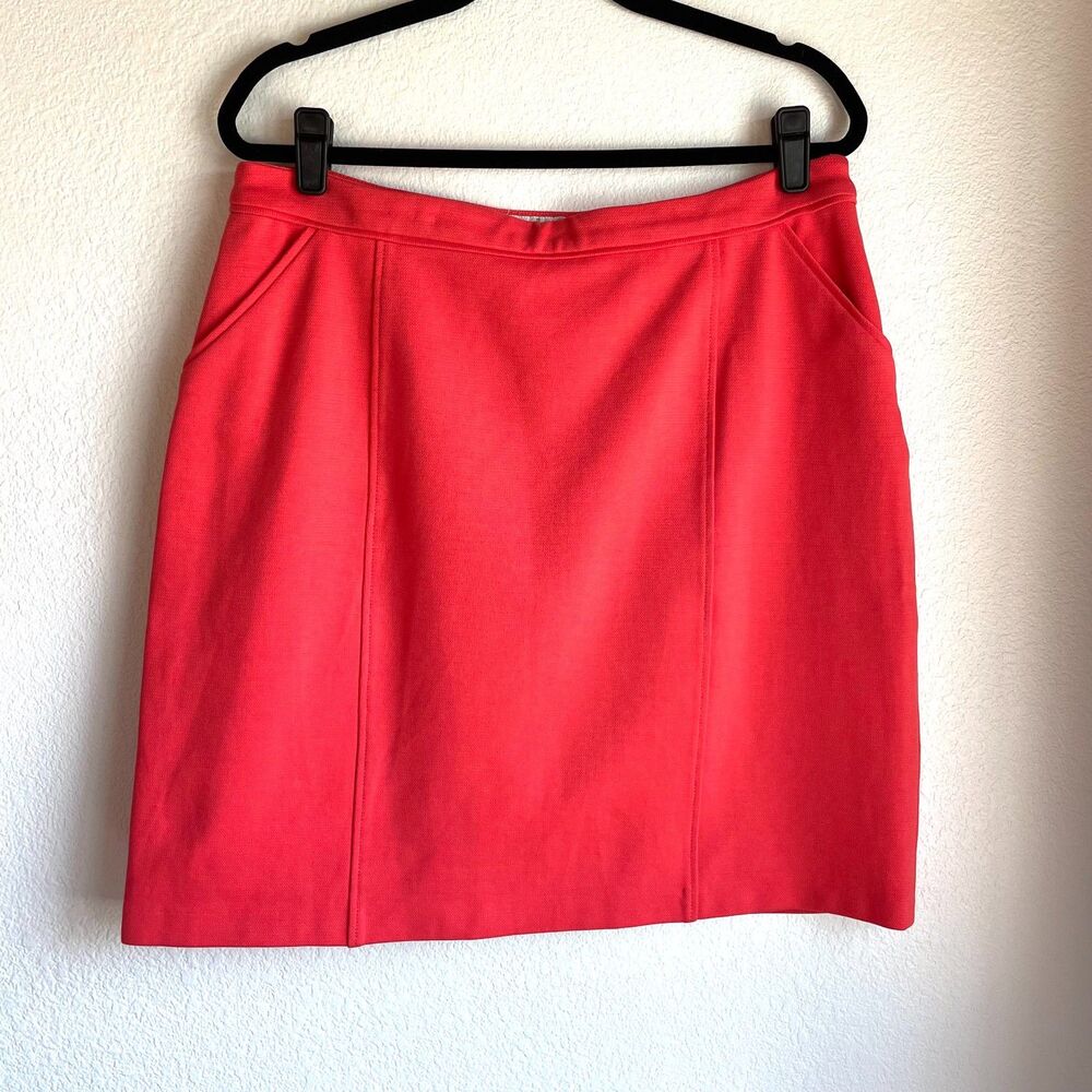 NWOT Boden Cotton Blend Sixties Mod Mini Skirt in Vibrant Orange Coral Pink 12T - Picture 6 of 11